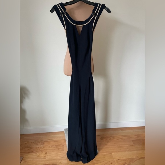 Anthropologie Cartonnier Whitney Navy Nautical Open Back Wide Leg Jumpsuit Sz 0 - Picture 2 of 7
